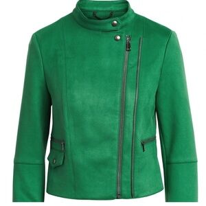 Banana Republic Women’s Green Faux Suede Moto Biker Jacket SZ Small